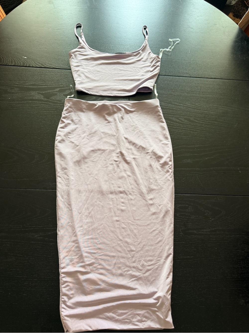 AKIRA Lilac Two-Piece Crop Top & Midi Skirt Set